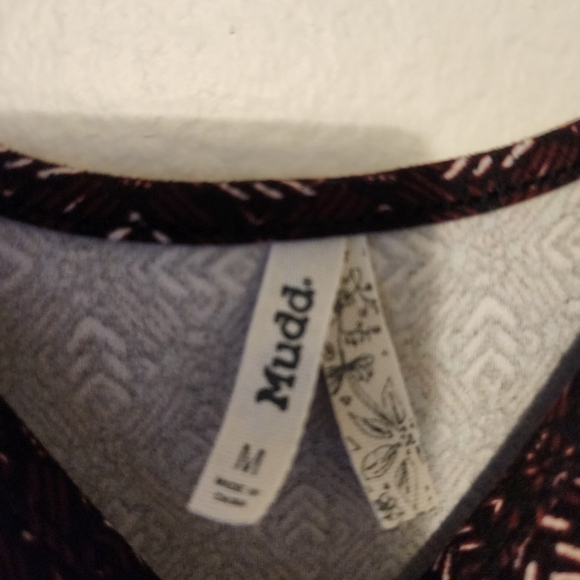 MUDD Maroon Burgandy Brown Black Cream Pattern Form Fitted Bodycon Dress Medium - Picture 10 of 14